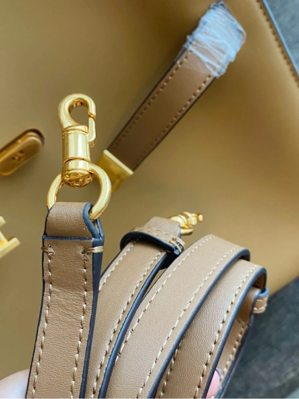 Tory Burch Tan and Brown Leather Top-Handle Satchel with Gold Hardware